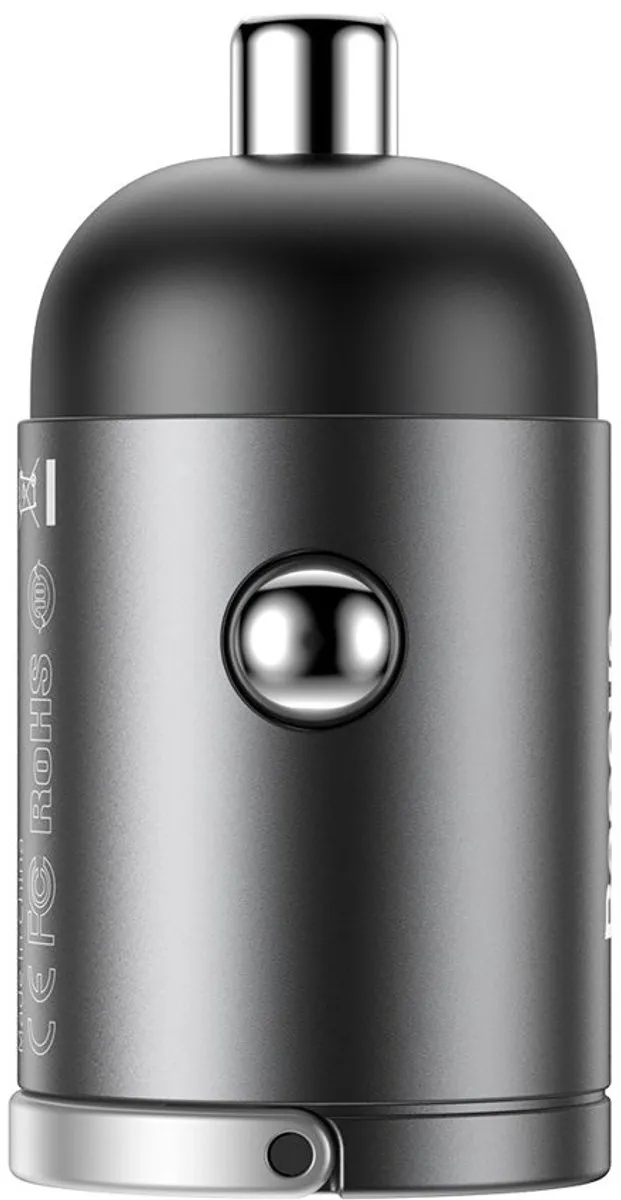 Baseus Mini USB Autolader QC 3.0 30W - 2x USB - Grijs - afbeelding 6 van 6