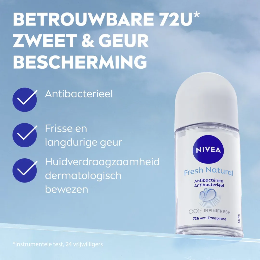 NIVEA Fresh Natural Anti-transpirant Deo Roller 50ml - 6 Stuks