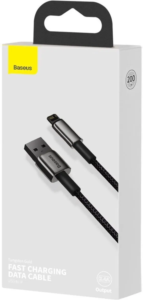 Baseus Tungsten CALWJ-A01 USB-Lightningkabel 2,4A - 2m - Zwart