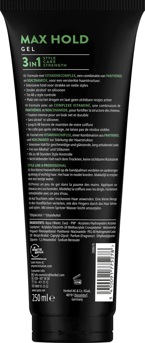 SYOSS Max Hold Haargel - 6x250ml