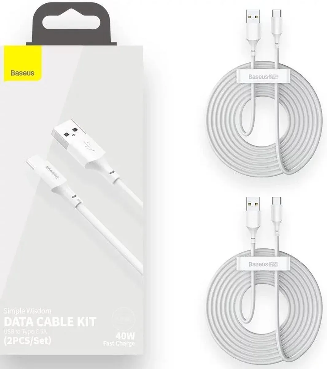 Baseus USB naar USB-C Kabel TZCATZJ-02 Power Delivery - 1.5m - Wit