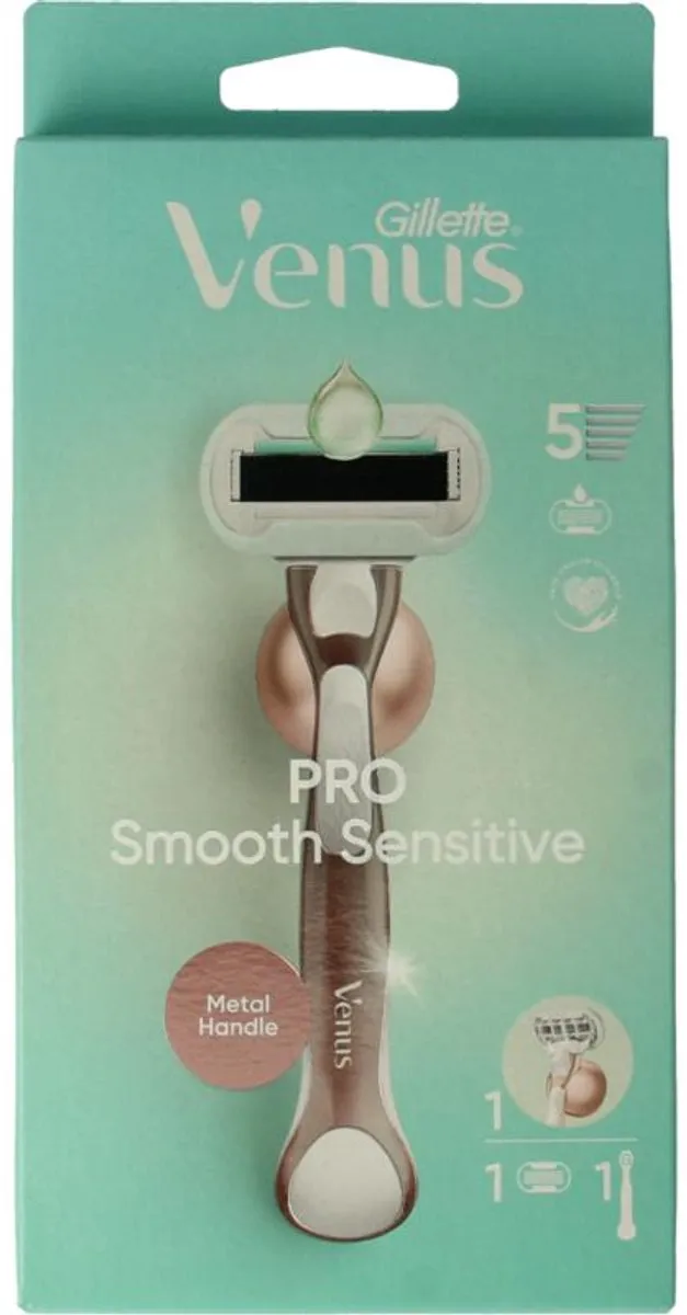 Gillette Venus Pro Smooth Sensitive Scheersysteem - 1 Handvat + 5 Mesjes Groen