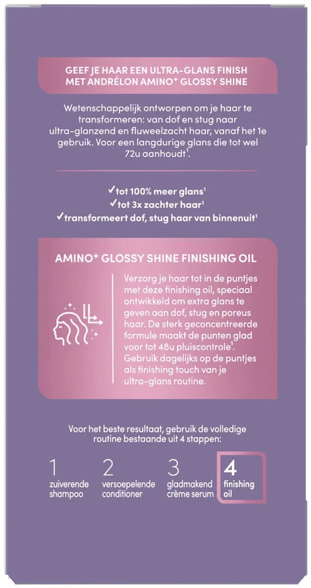 Andrélon – Finishing Oil – Pro Care Amino+ Glossy Shine – 50 ml - 1 stuk
