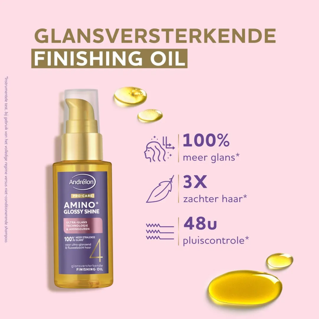 Andrélon – Finishing Oil – Pro Care Amino+ Glossy Shine – 50 ml - 1 stuk