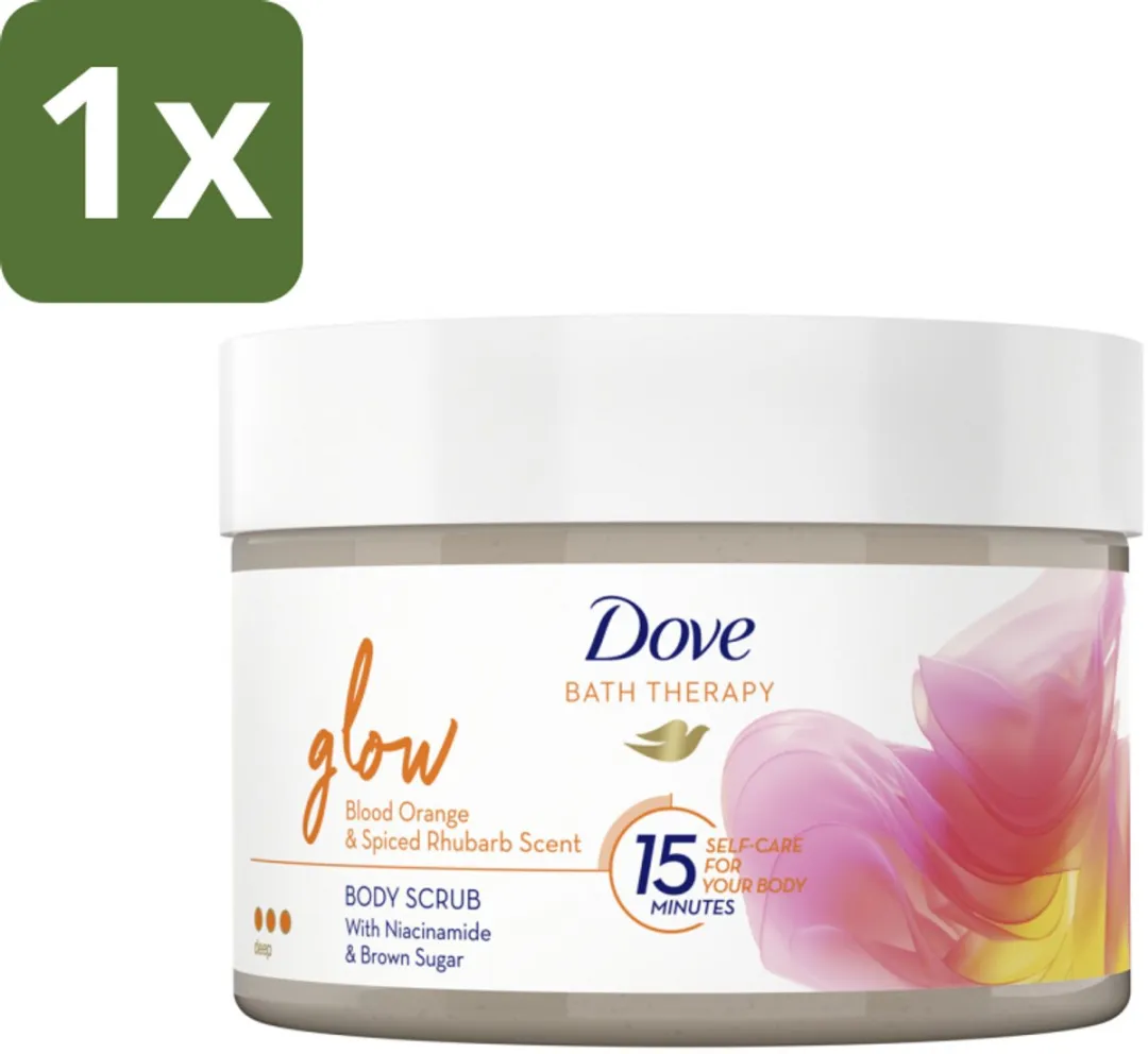 Dove Bath Therapy Glow Bodyscrub Bloedsinaasappel & Rabarber 295ml