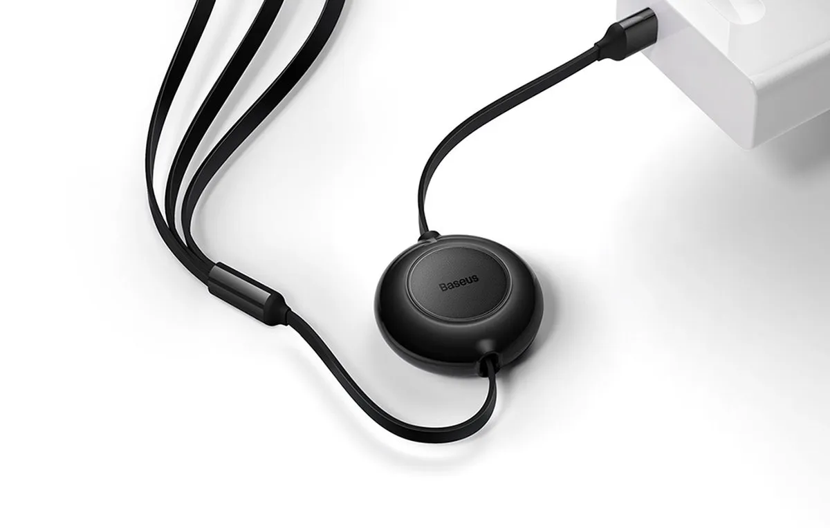 Baseus Bright Mirror 2 CAMJ010001 Oprolbare Kabel - USB-A/USB-C/Lightning/Micro USB - Zwart
