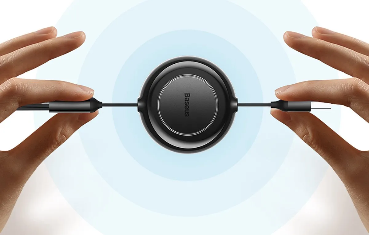 Baseus Bright Mirror 2 CAMJ010001 Oprolbare Kabel - USB-A/USB-C/Lightning/Micro USB - Zwart