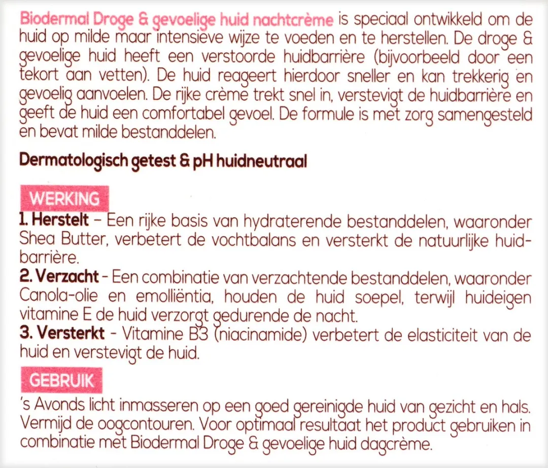 Biodermal Nachtcrème Gevoelige Huid 50ml