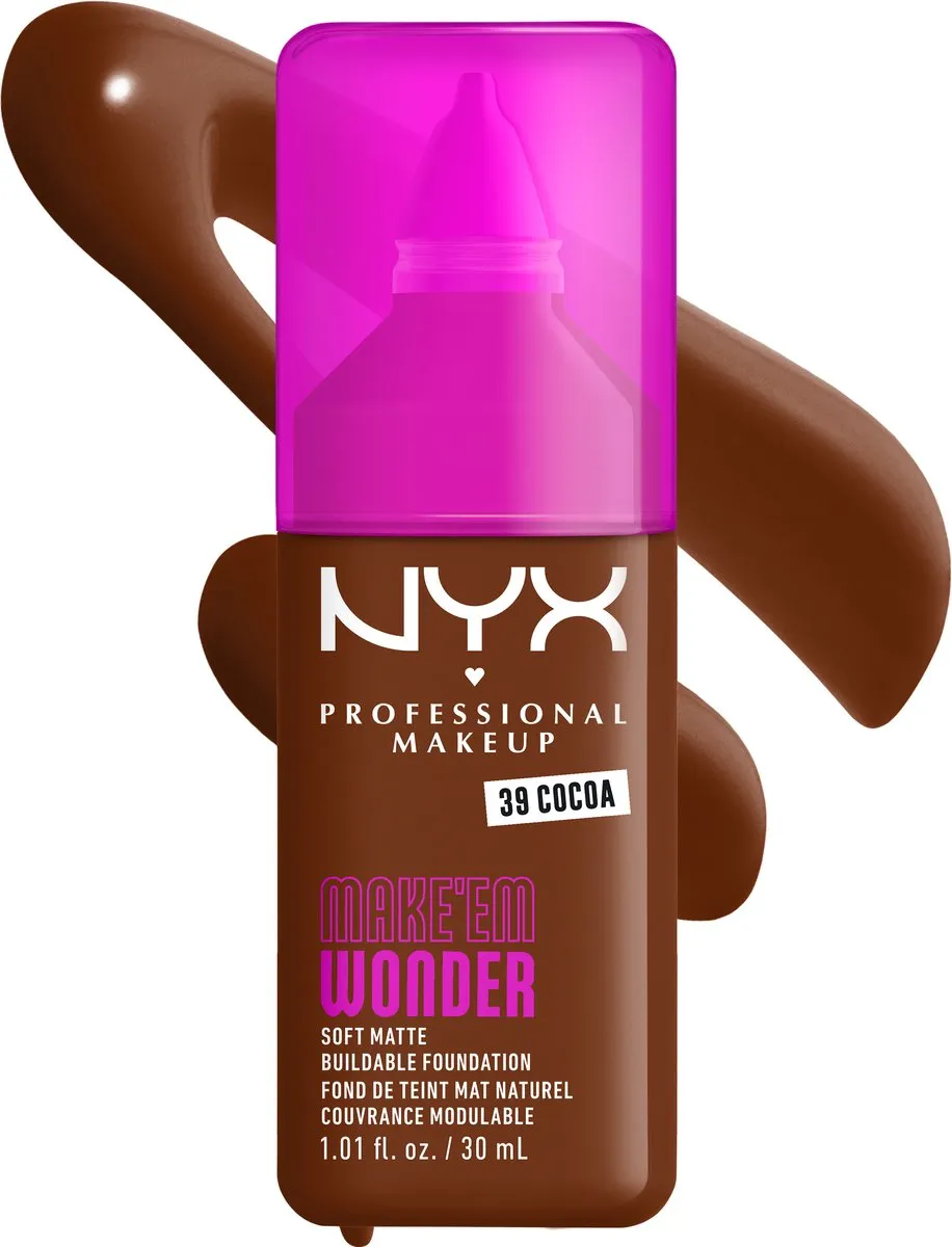 NYX Make 'EM Wonder Foundation Cocoa 30ml - Matte Finish - afbeelding 6 van 6