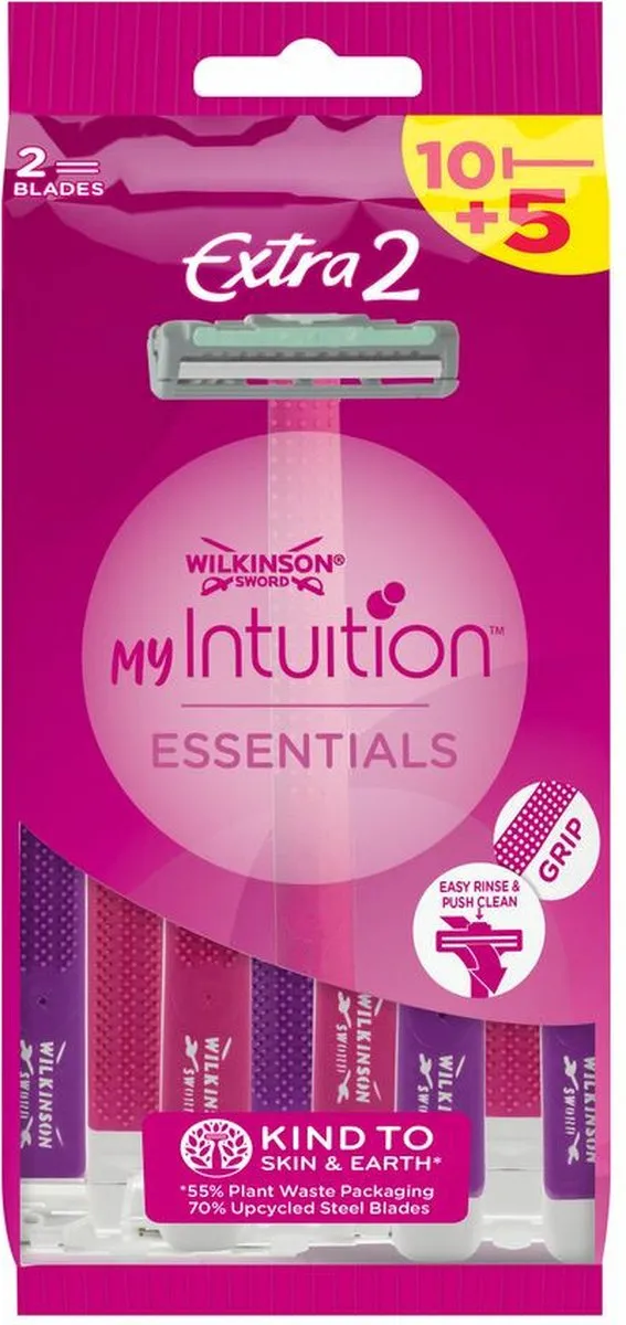 Wilkinson Sword MyIntuition Extra Essential 2 Wegwerpscheermesjes - 15 Stuks - Roze