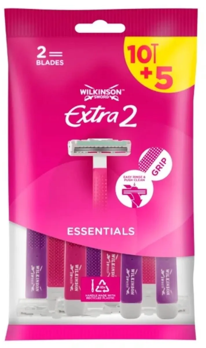 Wilkinson Sword MyIntuition Extra Essential 2 Wegwerpscheermesjes - 15 Stuks - Roze