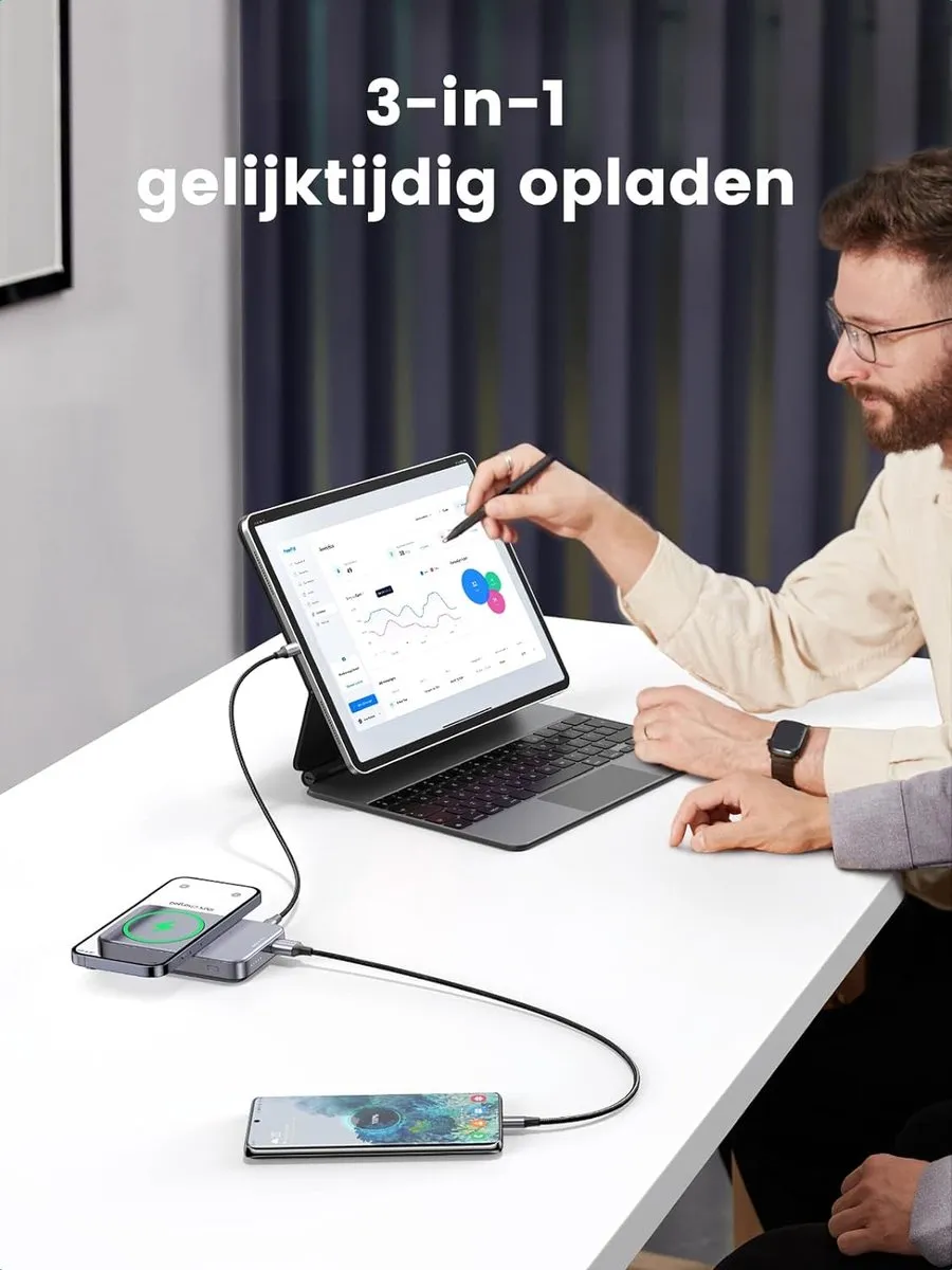 UGREEN 15086 Magnetische Powerbank 10000mAh - 37W - 3 Outputs - afbeelding 6 van 6