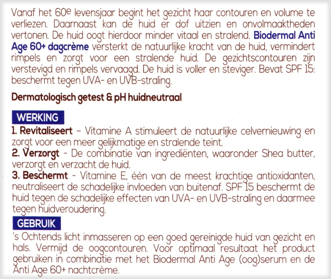 Biodermal Anti Age Dagcrème 60+ SPF15 - 50ml