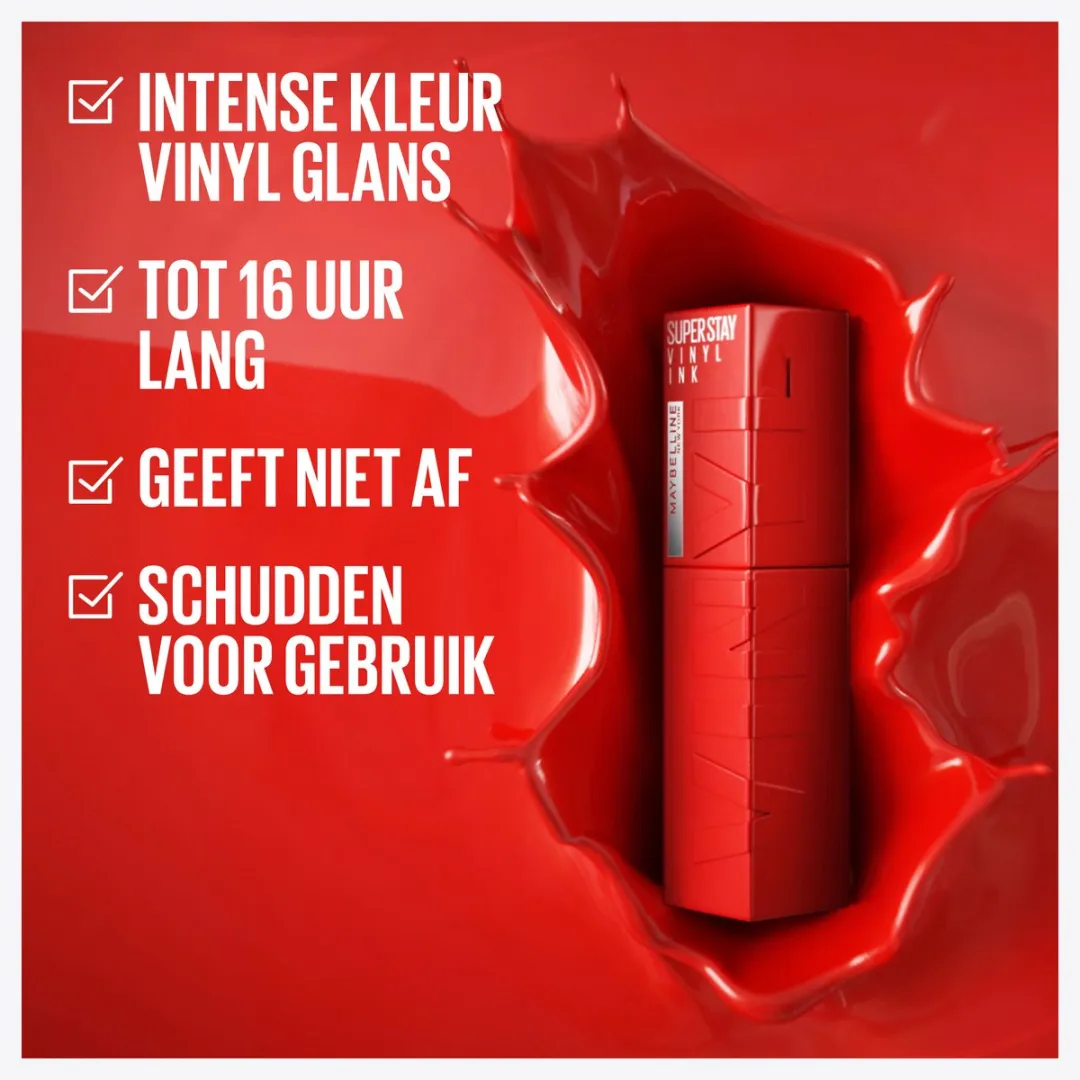 Maybelline SuperStay Vinyl Ink Lipstick 25 Red-Hot - 3 Stuks