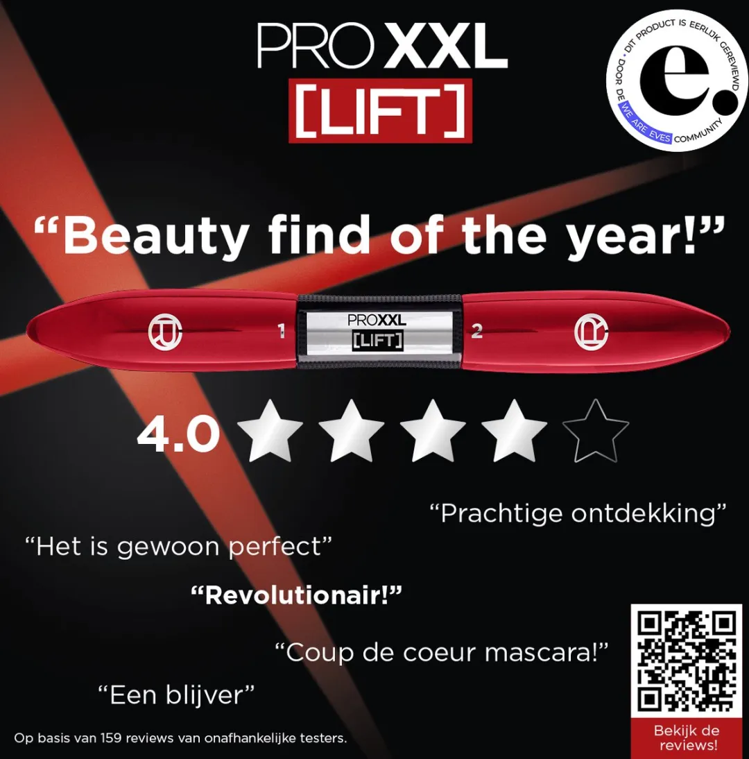 L'Oréal Paris PRO XXL Lift 2-Staps Mascara - Zwart - afbeelding 6 van 6