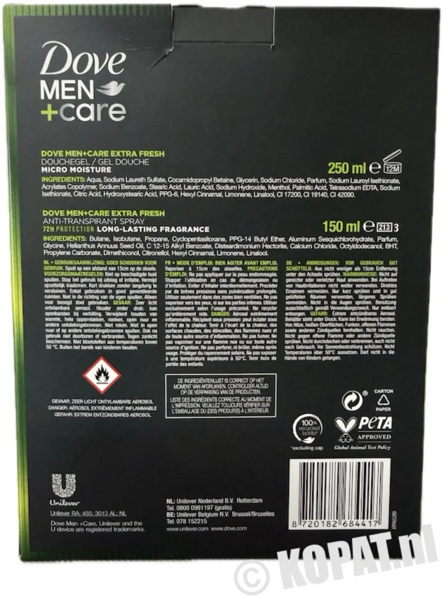 Dove Men+Care Extra Fresh Cadeauset - 2x400ml Douchegel