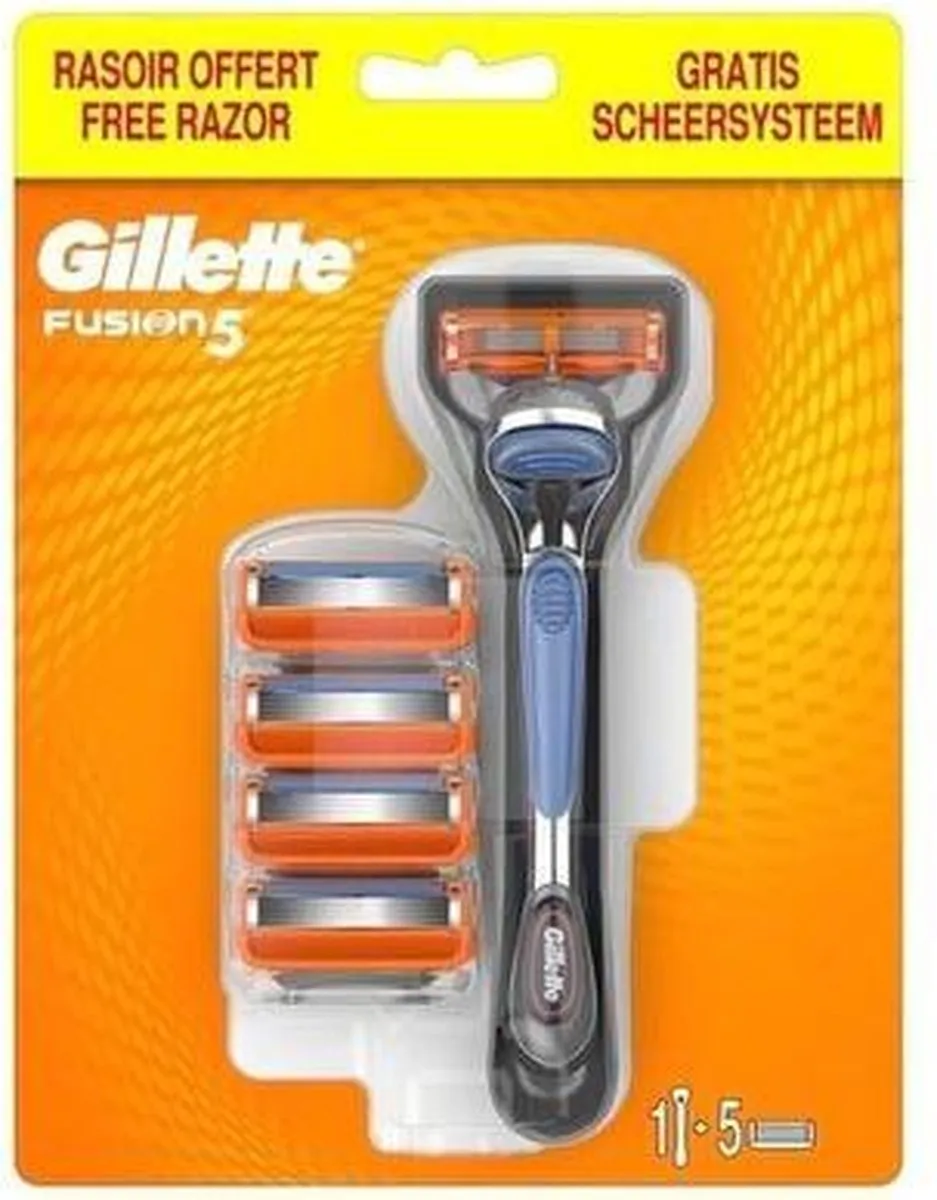Gillette Fusion Scheerapparaat - 5 Mesjes Blauw/Oranje/Zilver