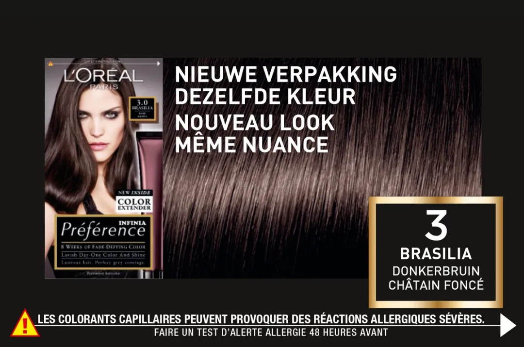 L'Oréal Paris Préférence 3 Donkerbruin Permanente Haarkleuring 996ml