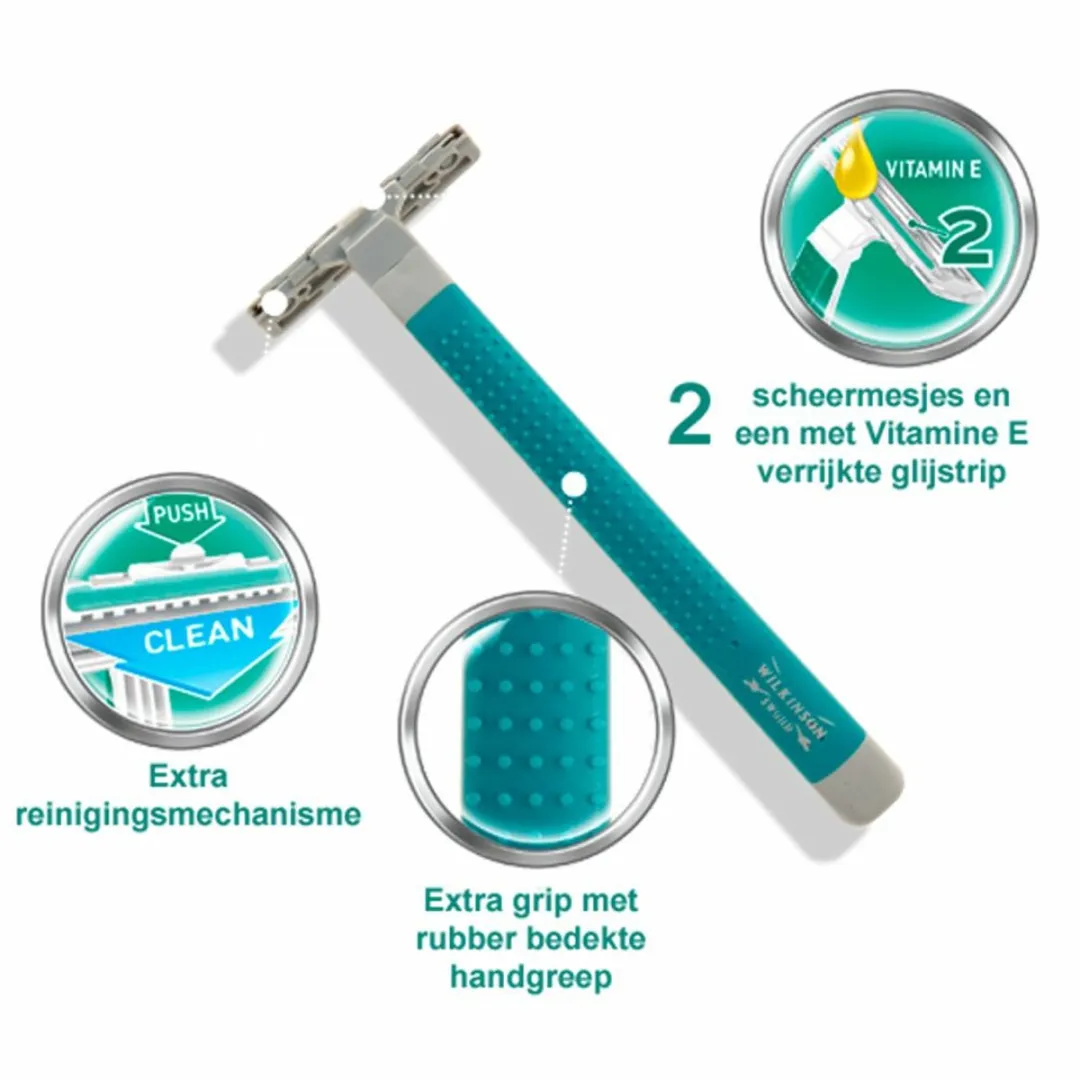 Wilkinson Extra Essential 2 Sensitive Wegwerpscheermesjes 15 Stuks - 2 Bladen
