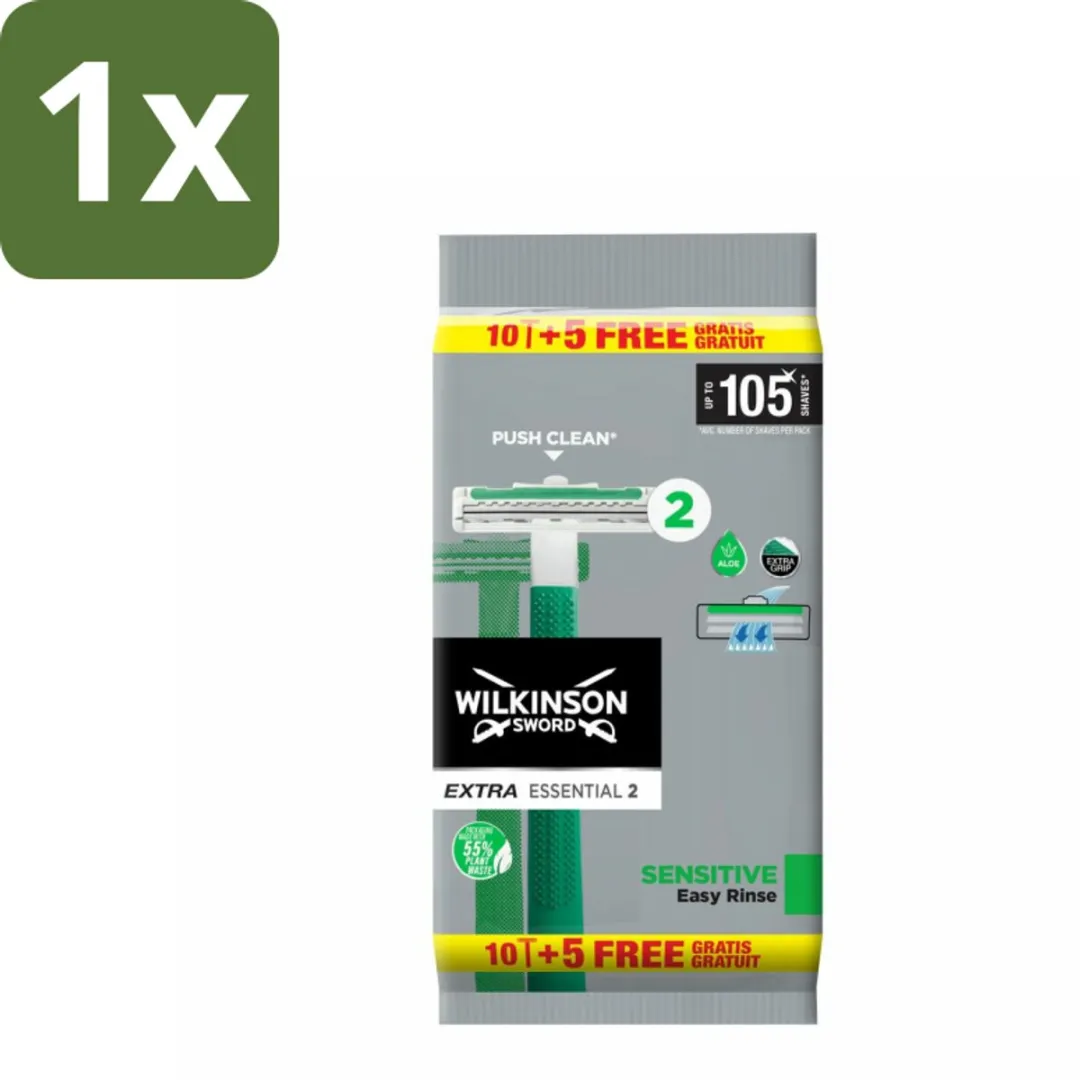 Wilkinson Extra Essential 2 Sensitive Wegwerpscheermesjes 15 Stuks
