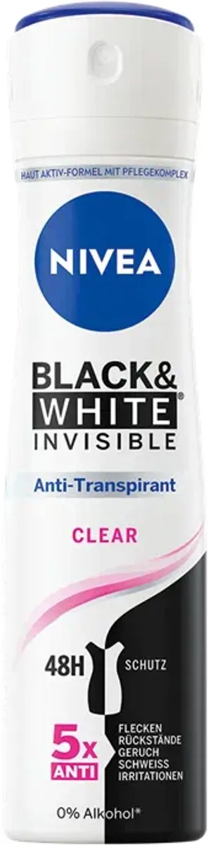 NIVEA Deospray Black&White Invisible Clear 150ml - 6 Stuks