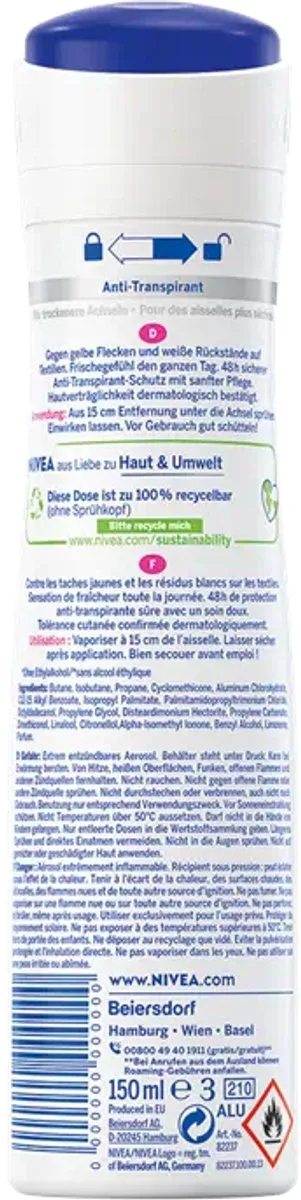 NIVEA Deospray Black&White Invisible Clear 150ml - 6 Stuks