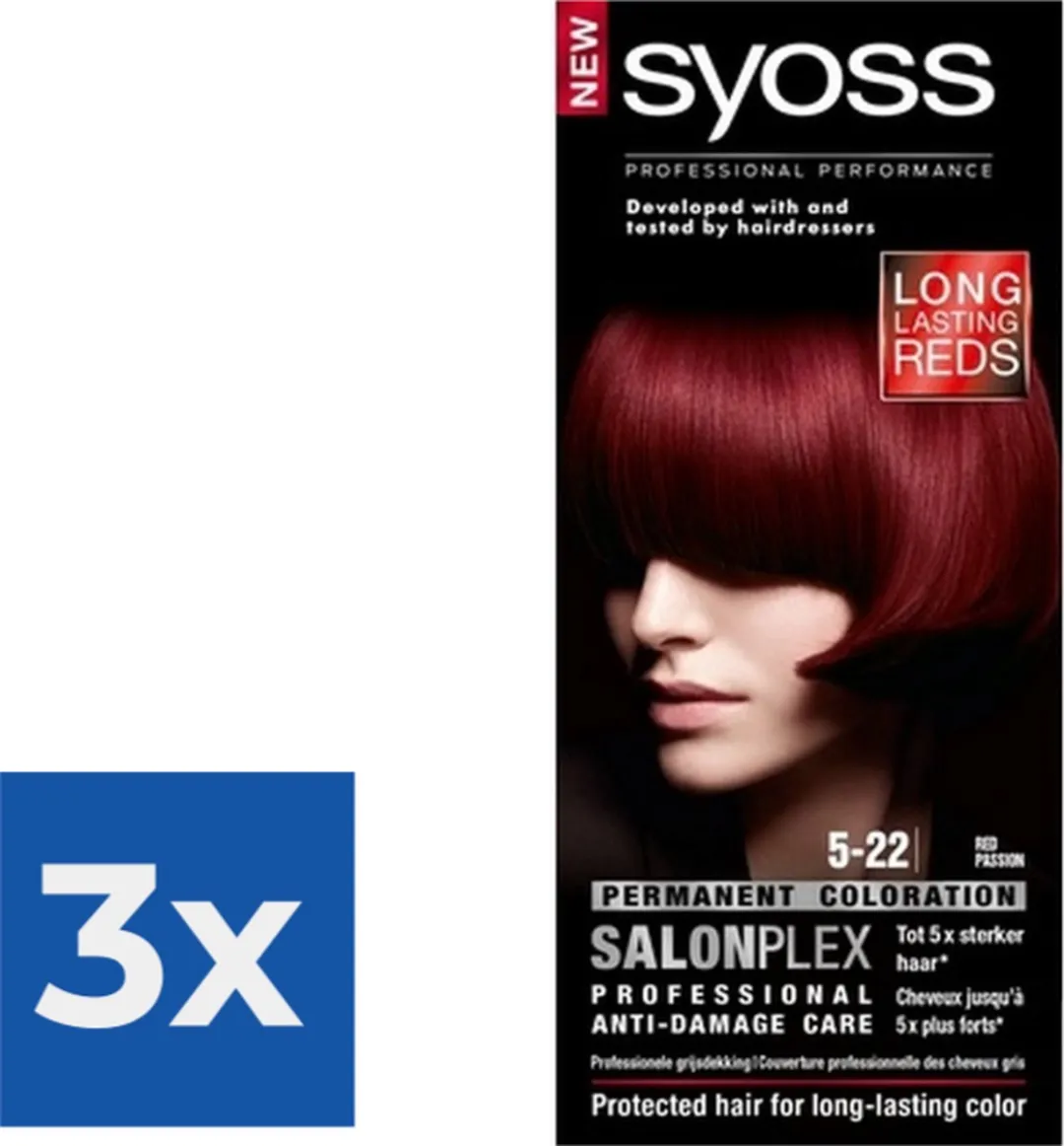 SYOSS Color Baseline 5-22 Red Passion Permanent Haarkleuring 18 Stuks