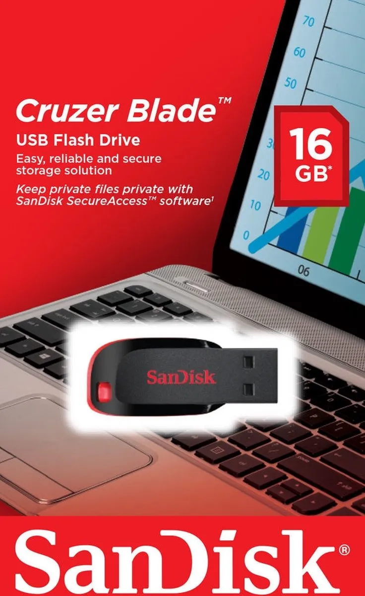 SanDisk Cruzer Blade USB Stick 16GB - Rood