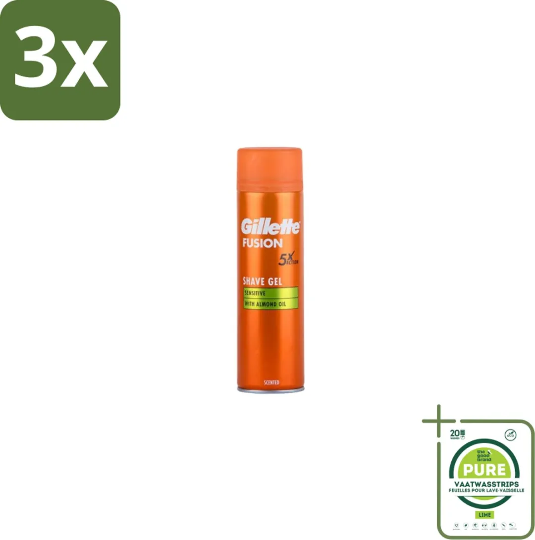Gillette Fusion 5 Scheergel Ultra Sensitive 600ml - 3 Stuks