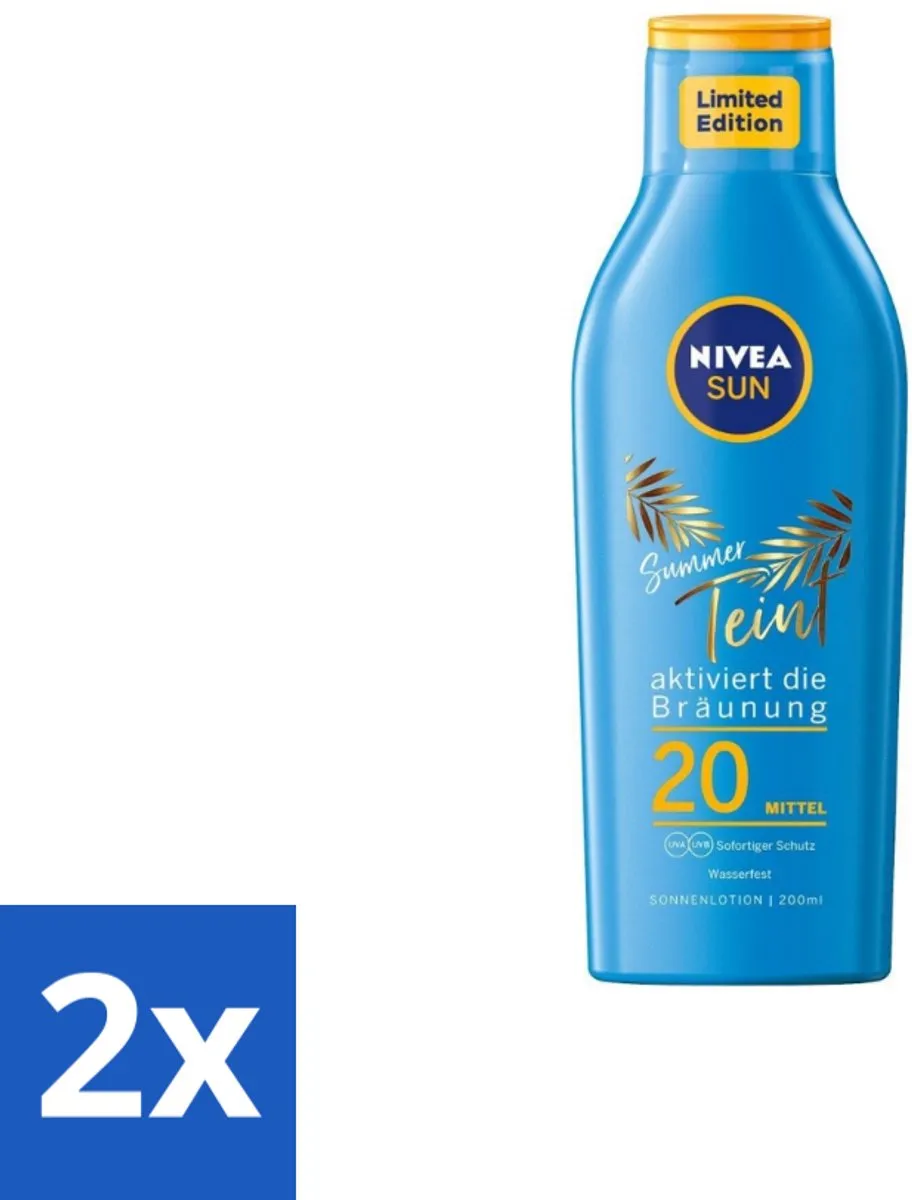 NIVEA Sun Zonnemelk SPF 20 Zomerteint 400ml - 2 Stuks