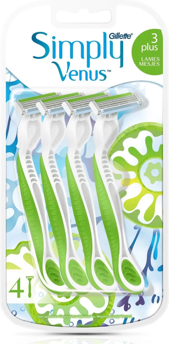 Gillette Venus Simply Venus 3 Plus Wegwerpscheermesjes - 4 Stuks - afbeelding 3 van 6