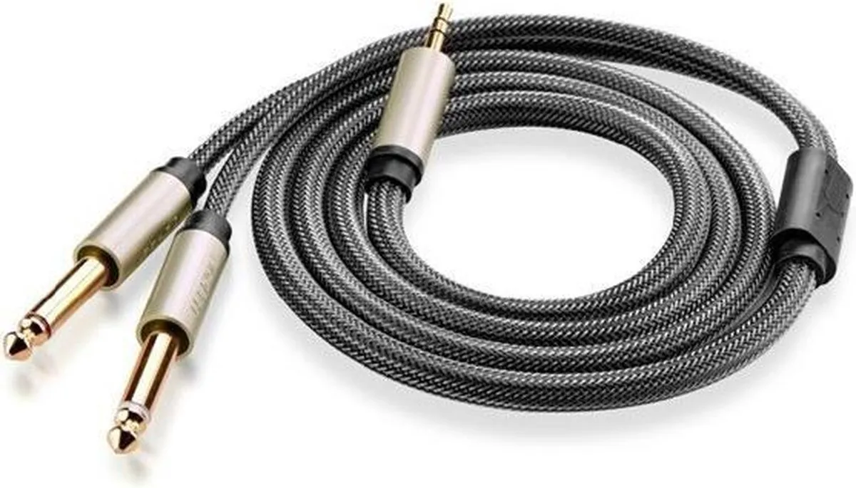 Ugreen Audiokabel Mini-Jack 3,5mm naar 6,35mm 2m - Zwart