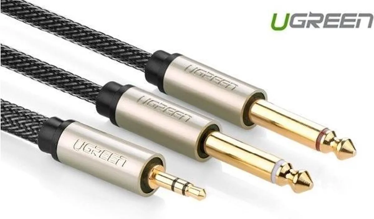 Ugreen Audiokabel Mini-Jack 3,5mm naar 6,35mm 2m - Zwart