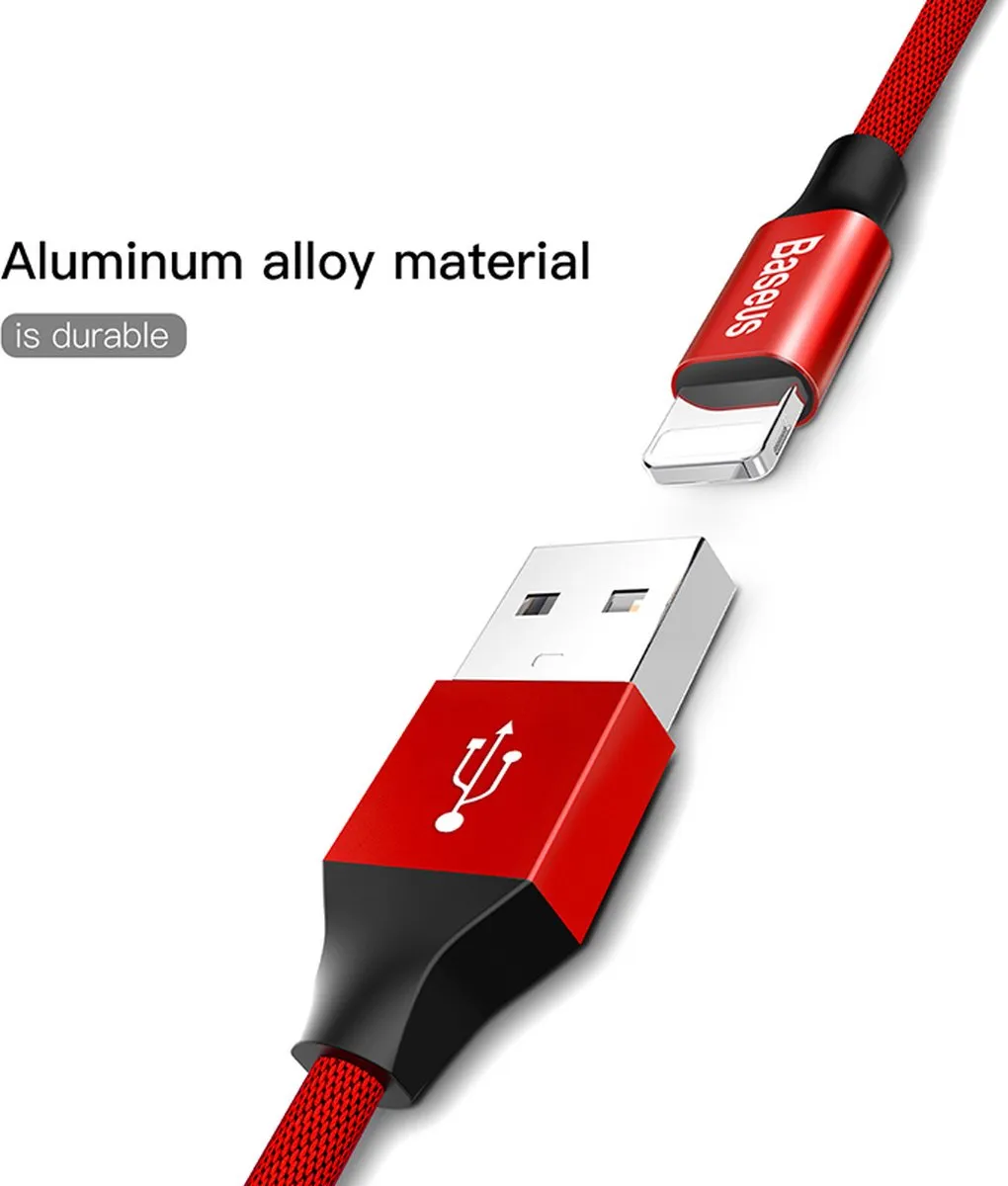 Baseus Yiven USB/Lightning Kabel 1,8M - Rood - CALYW-A09