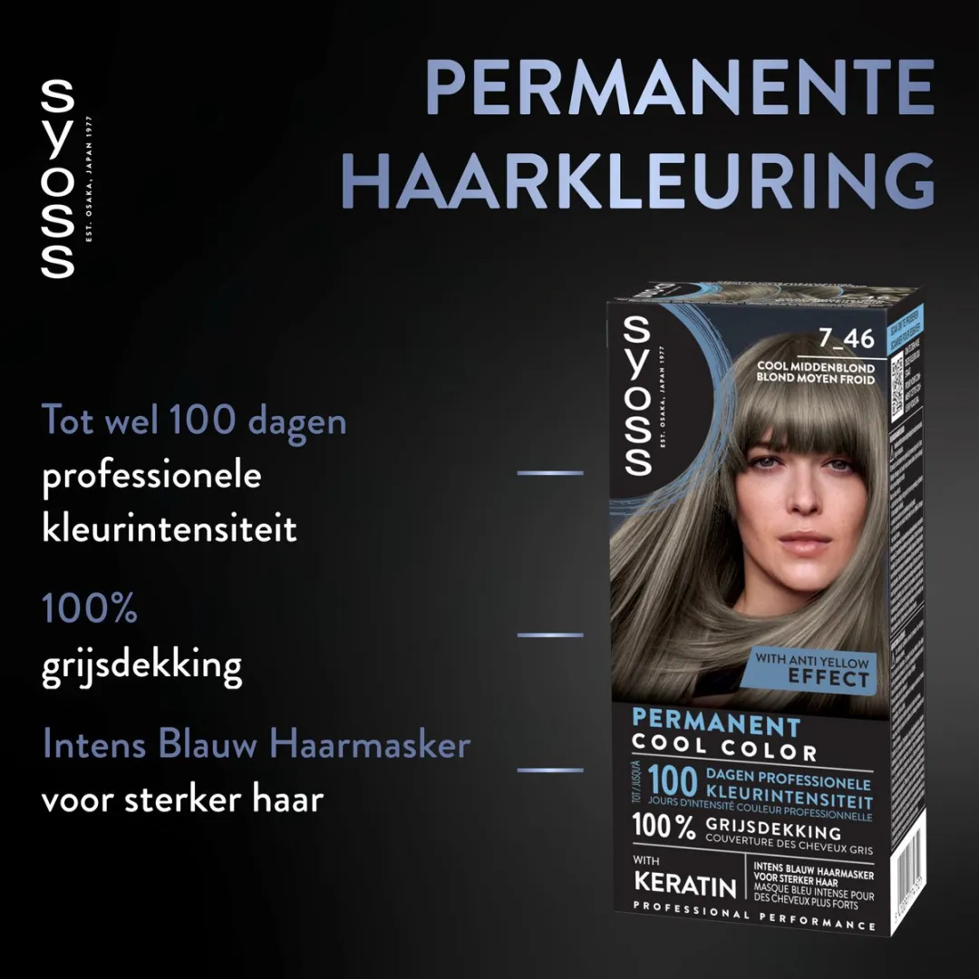 SYOSS Permanent Haarkleuring 7-46 Cool Middenblond 115ml