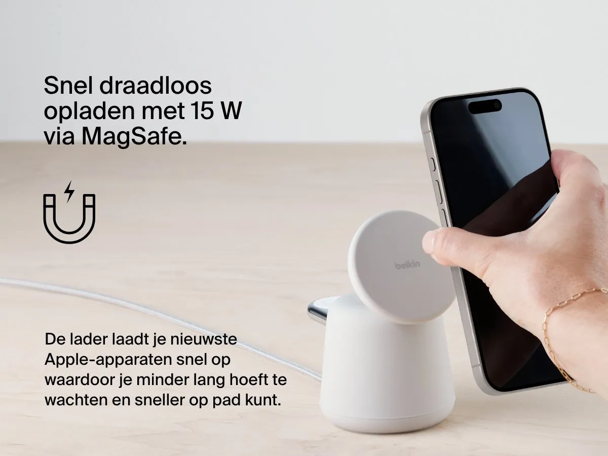 Belkin BoostCharge Pro WIZ020vfH37 Draadloos Laadstation 15W - 2 Poorten - Wit
