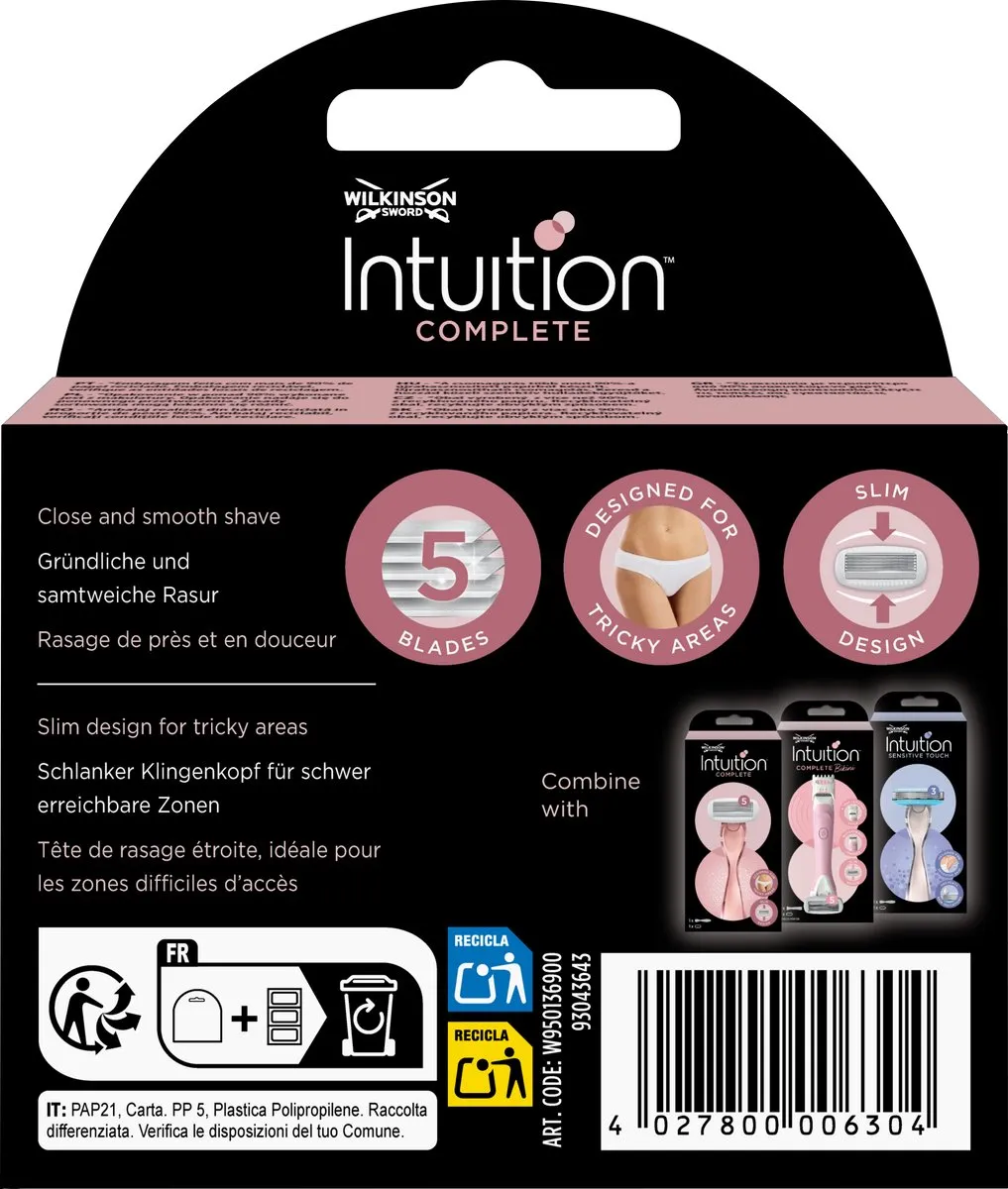 Wilkinson Sword Intuition Complete Navulmesjes 3 Stuks - 5 Bladen - afbeelding 6 van 6
