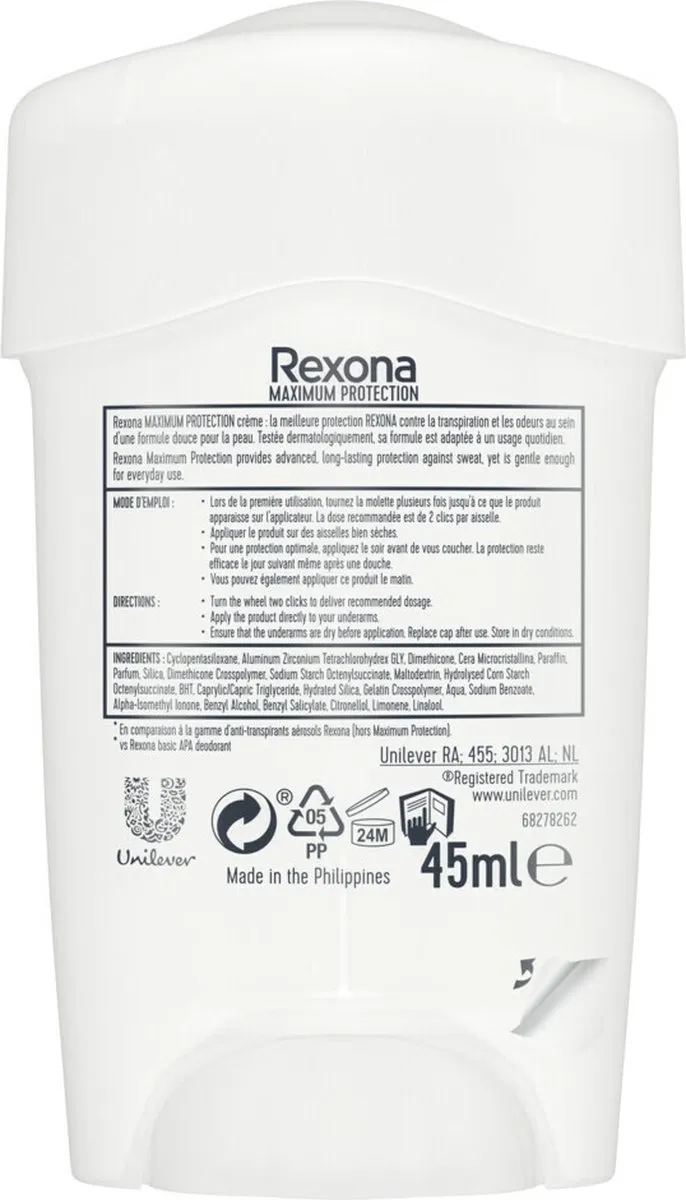 Rexona Men Maximum Protection Anti-Transpirant Crème Stick - 6x45ml
