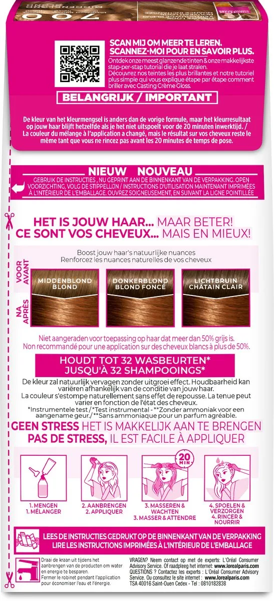 L'Oréal Paris Casting Crème Gloss 700 Middenblond - Semi-permanente haarkleuring 1030ml