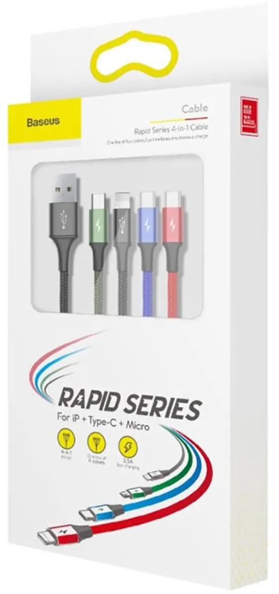 Baseus Rapid Series 4-in-1 Oplaadkabel 2816 - Transparant