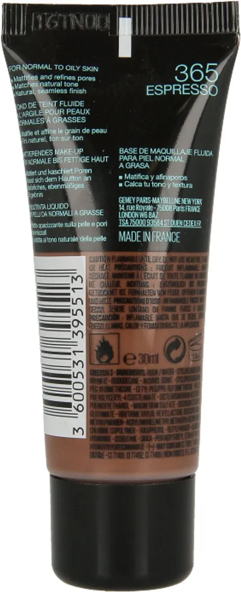 Maybelline Fit Me Matte + Poreless Foundation 365 Espresso - 30ml
