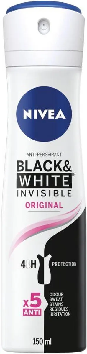 NIVEA Black & White Clear Deospray - 6x150ml