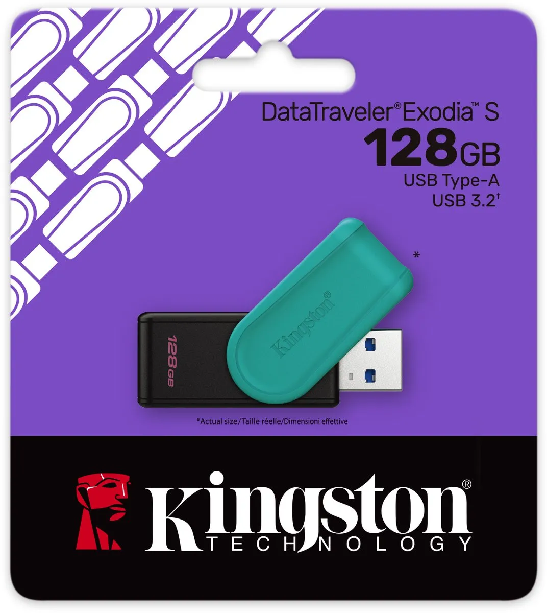 Kingston DataTraveler Exodia S DTXS/128GB USB 3.2 - 128GB - Zwart/Turquoise