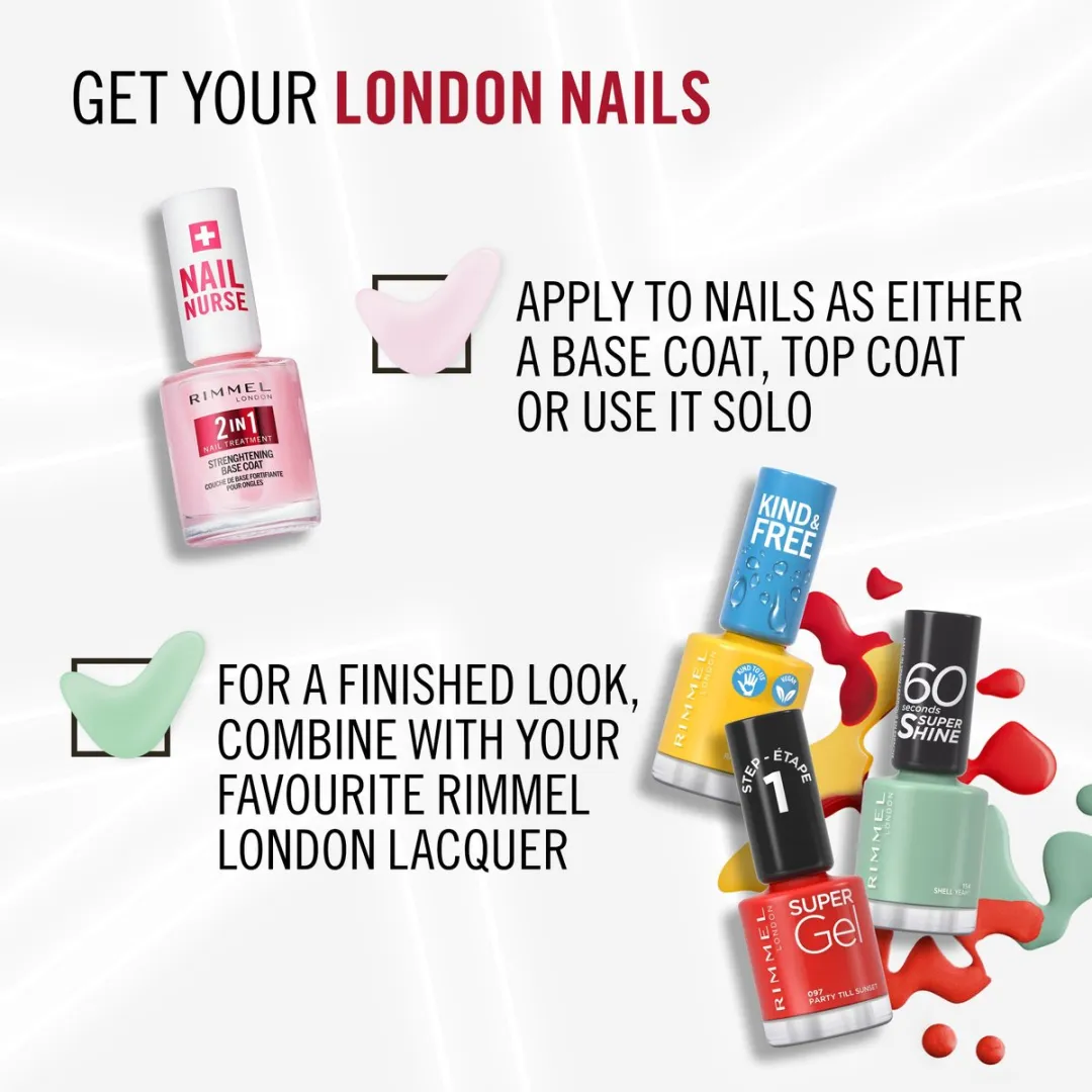Rimmel London Nagelverzorging 2-in-1 Base Coat & Strengthener 12ml