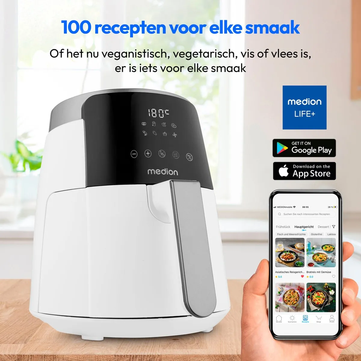Medion L Airfryer P40 4,7L - 1500W - Wit