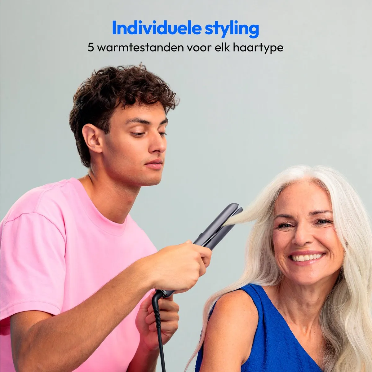 MEDION HS1 stijltang met display (5 instelbare warmtestanden, flexibele keramische/tourmaline verwarmingsplaten met temperatuursensor, stijltang) grijs