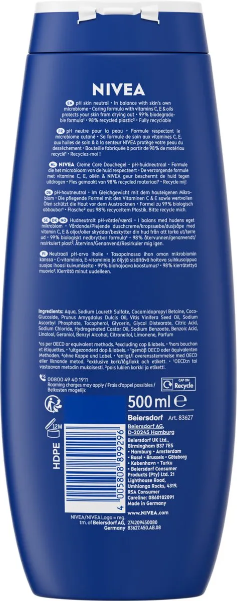 NIVEA Crème Care Douchecrème - 6x500ml