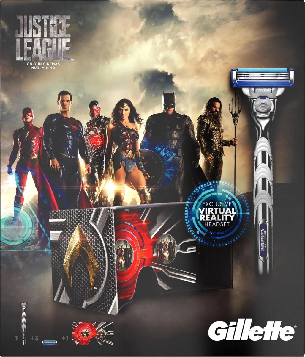 Gillette Mach3 Turbo Justice League Giftpack - VR Headset + 3 Scheermesjes