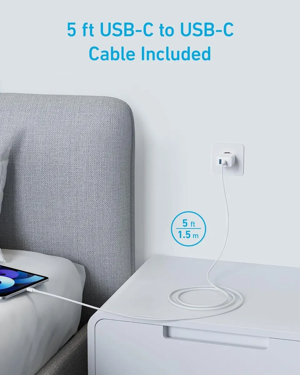 Anker 2-Port USB-C Oplader 20W - 2x Oplader + 2x Kabel 1,5m Wit