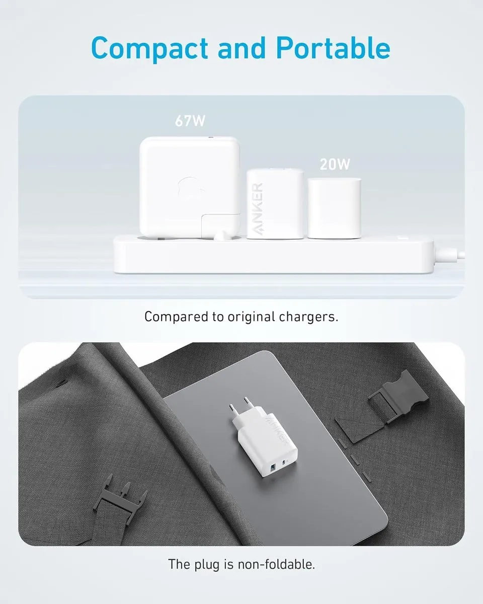Anker 2-Port USB-C Oplader 20W - 2x Oplader + 2x Kabel 1,5m Wit